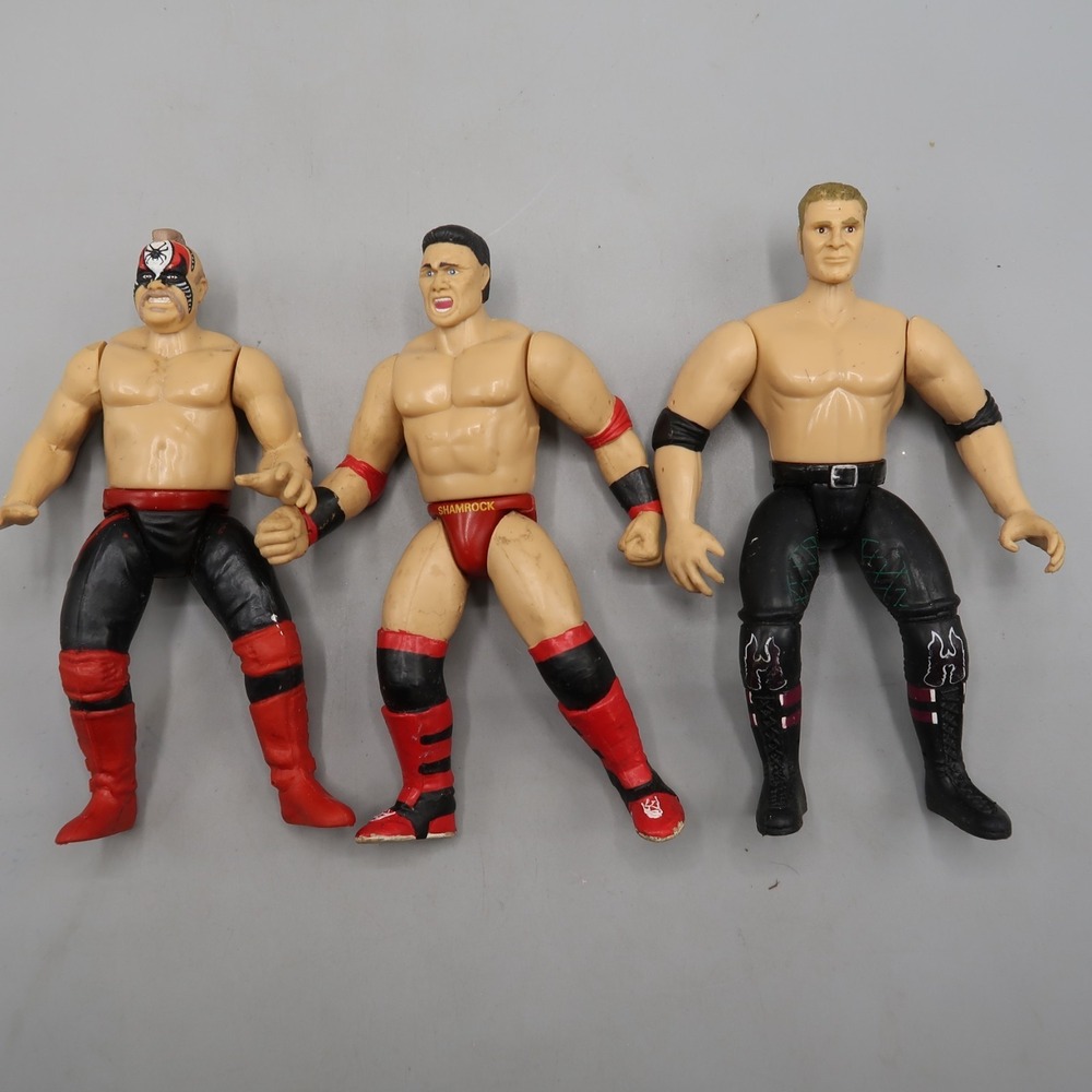 Triple H Vs Ken Shamrock v Road Warrior Wrestling Figure Vintage lot WWF 90s WWE